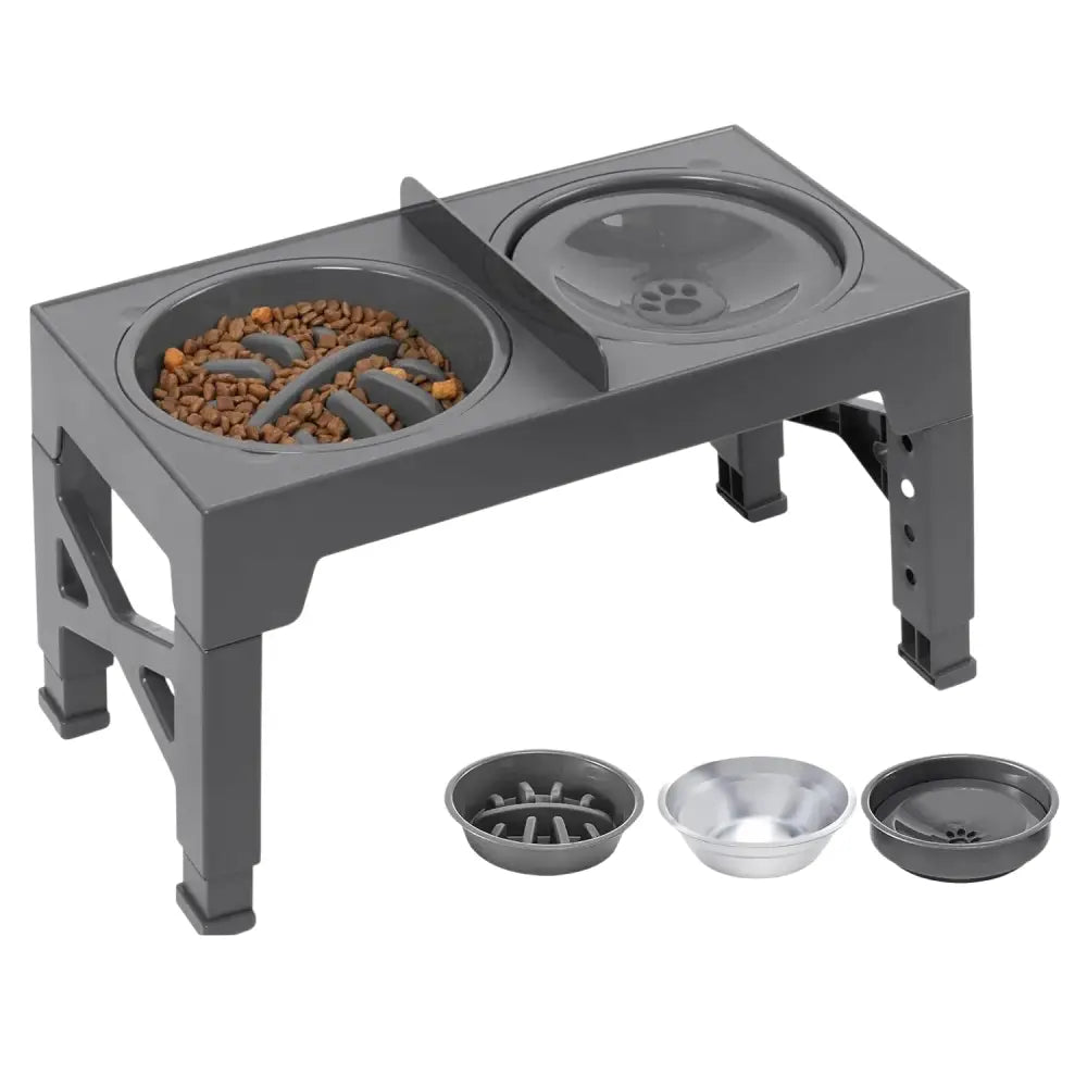 Bol surélevé réglable pour chien avec gamelles inox - FR-Type B / France - Bol surélevé réglable pour chien