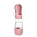 Bouteille d’eau 2 en 1 portable pour chien et chat avec socle - Eaux Rose et Nourriture - Bouteille d’eaux portable