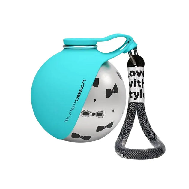 Bouteille d’eau portable en inox turquoise avec motif papillon - Bleu - Bouteille d’eaux portable pour chien