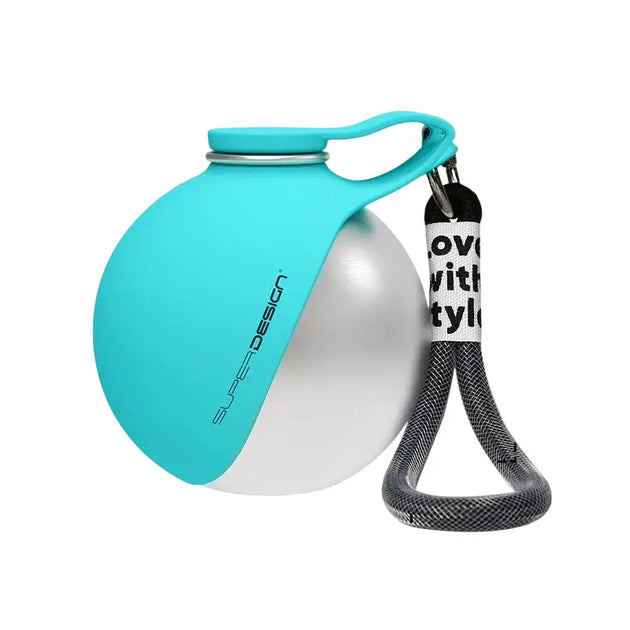 Bouteille d’eau portable en inox turquoise avec motif papillon - Bleu ciel - Bouteille d’eaux portable pour chien
