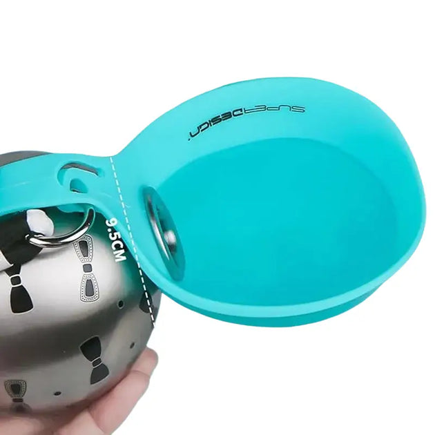 Bouteille d’eau portable en inox turquoise avec motif papillon - Bouteille d’eaux portable pour chien