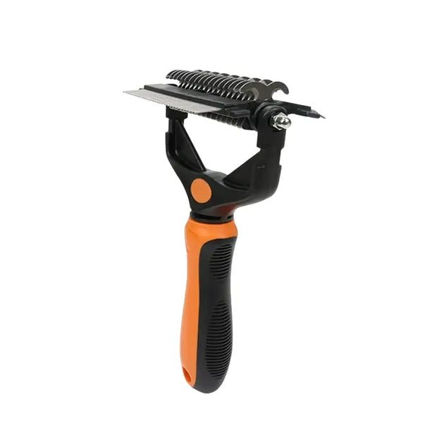 Brosse de toilettage 3 en 1 pour chiens et chats avec dents en métal - Orange - Brosse pour chien
