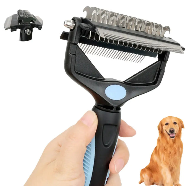 Brosse de toilettage 3 en 1 pour chiens et chats avec dents en métal - Brosse pour chien