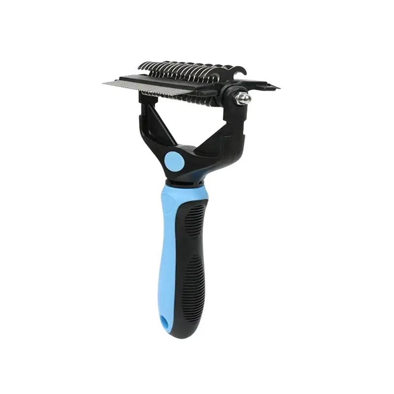 Brosse de toilettage 3 en 1 pour chiens et chats avec dents en métal - Bleu - Brosse pour chien