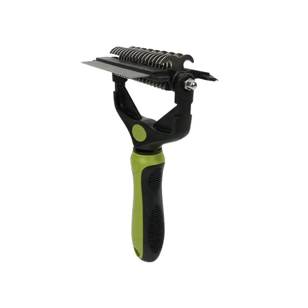Brosse de toilettage 3 en 1 pour chiens et chats avec dents en métal - Vert - Brosse pour chien