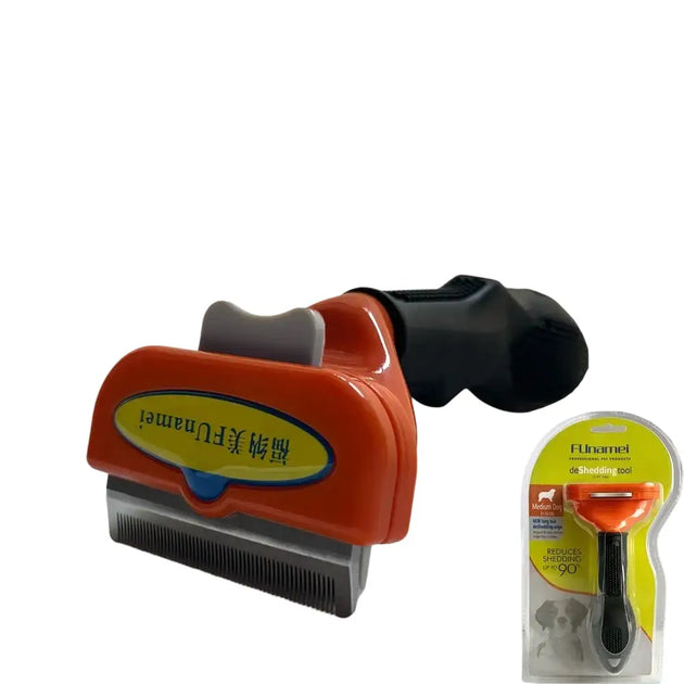Brosse de toilettage ergonomique jaune et noire pour chiens et chats - Chien à poils long (M) - Brosse pour animaux