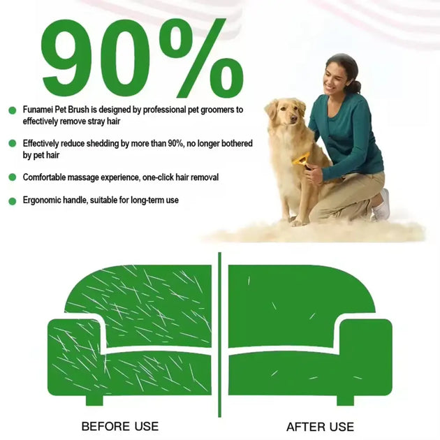 Brosse de toilettage ergonomique jaune et noire pour chiens et chats - Brosse pour animaux de compagnie