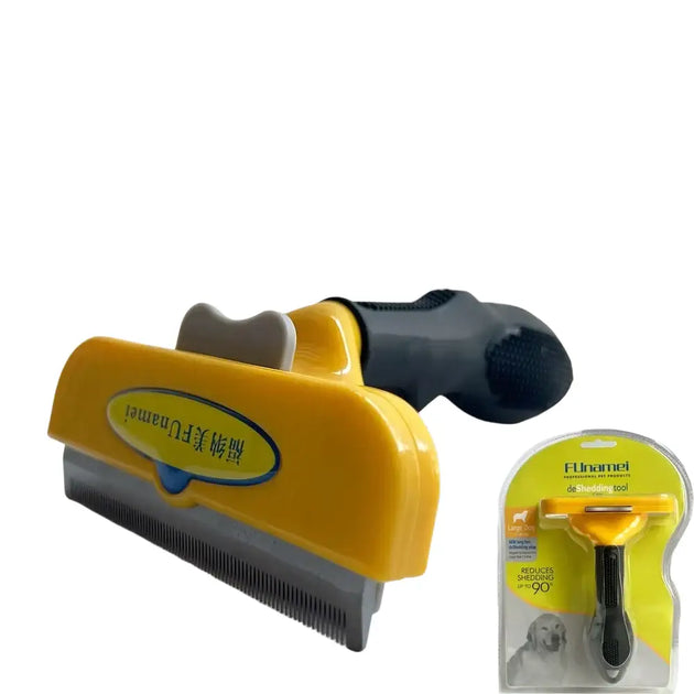 Brosse de toilettage ergonomique jaune et noire pour chiens et chats - Chien à poils long (L) - Brosse pour animaux