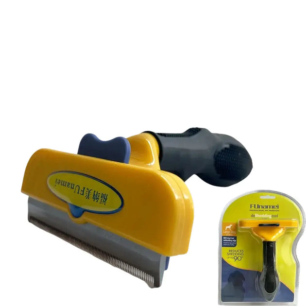 Brosse de toilettage ergonomique jaune et noire pour chiens et chats - Chien à poils court (L) - Brosse pour animaux
