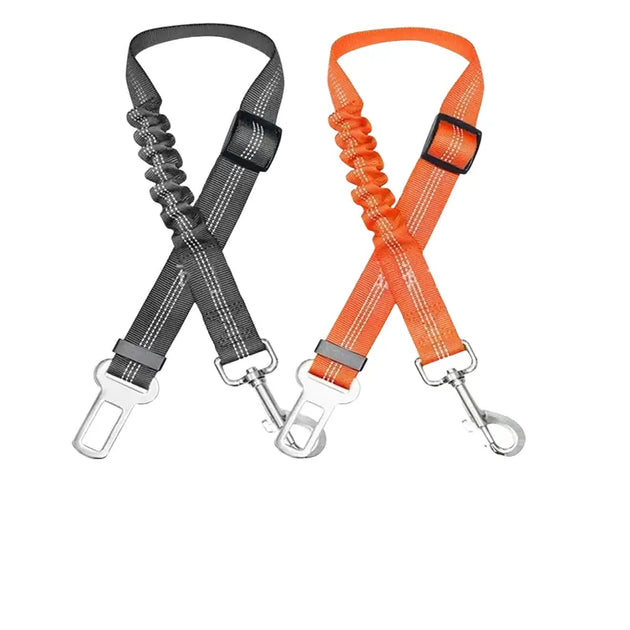 Ceinture de sécurité élastique et réfléchissante pour chien orange - Harnais de ceinture de sécurité réglable pour chien