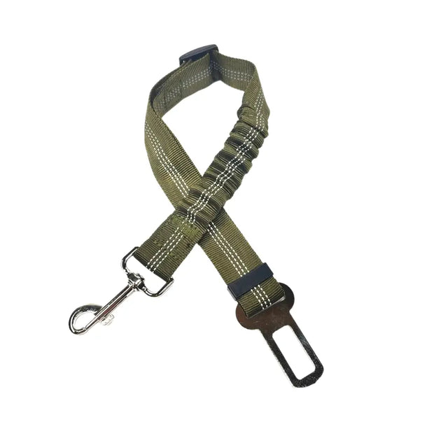Ceinture de sécurité élastique et réfléchissante pour chien orange - Vert Armée - Harnais de ceinture de sécurité