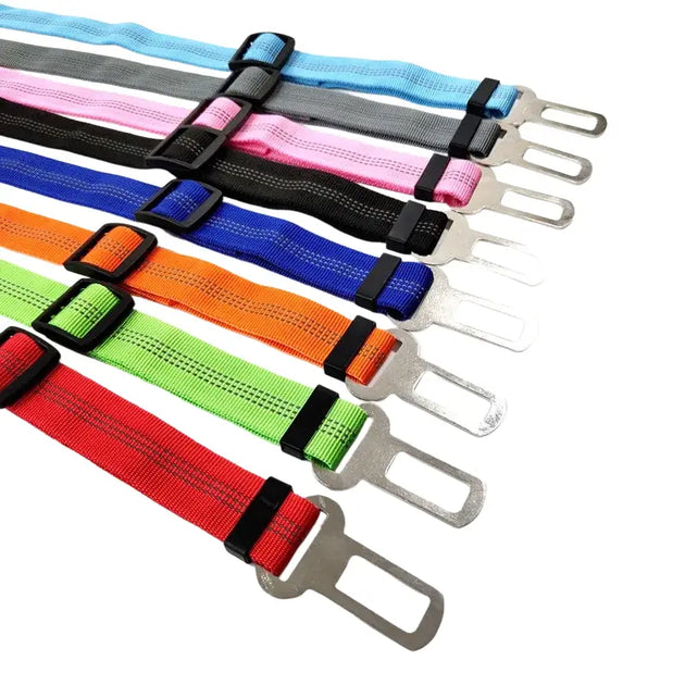 Ceinture de sécurité élastique et réfléchissante pour chien orange - Harnais de ceinture de sécurité réglable pour chien
