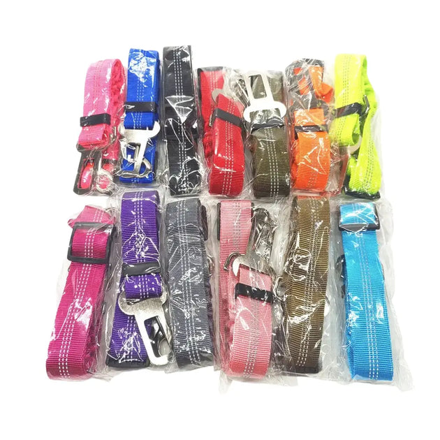 Ceinture de sécurité élastique et réfléchissante pour chien orange - Harnais de ceinture de sécurité réglable pour chien