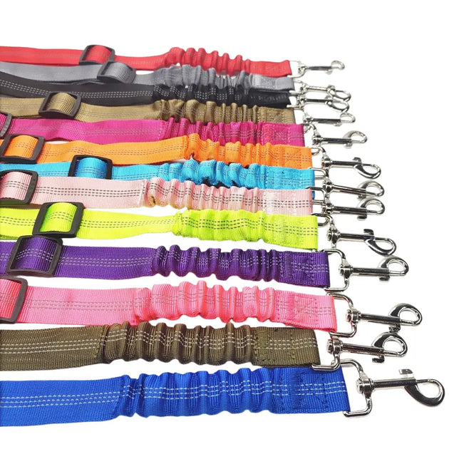 Ceinture de sécurité élastique et réfléchissante pour chien orange - Harnais de ceinture de sécurité réglable pour chien
