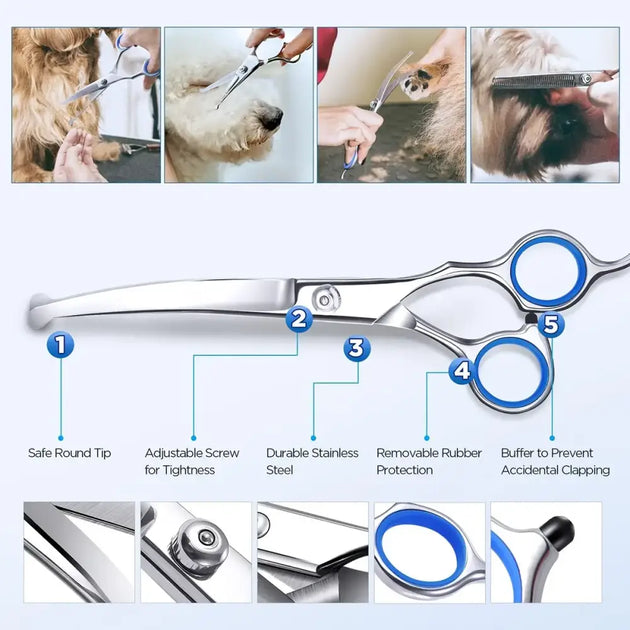 Ciseaux de toilettage pour animaux 6 en 1 en acier - Titre par Défauts - Ciseaux pour animaux de compagnie