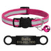 Collier chat réfléchissant rouge avec plaque gravée personnalisable - Rose 341 / 20-33cm - Collier pour chat