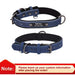 Collier chien avec plaque identité cuir golden retriever - Bleu Marine / M - Collier pour chien