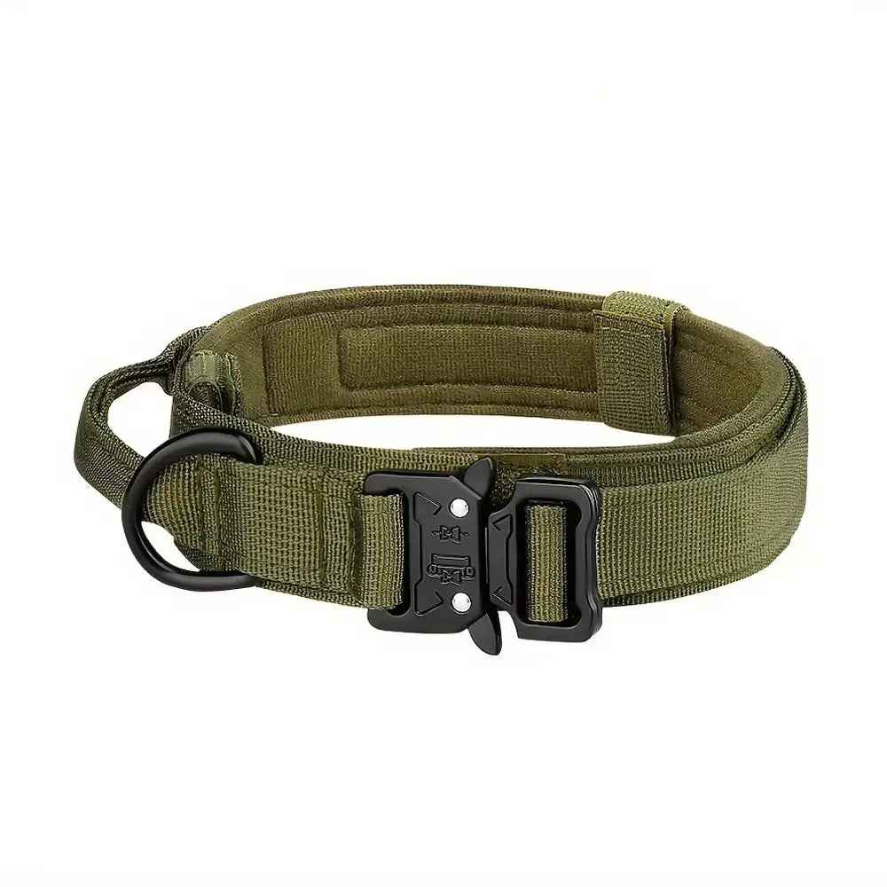 Collier tactique orange pour chien avec poignée et boucle robuste - Vert Armée / L - Collier tactique pour chien