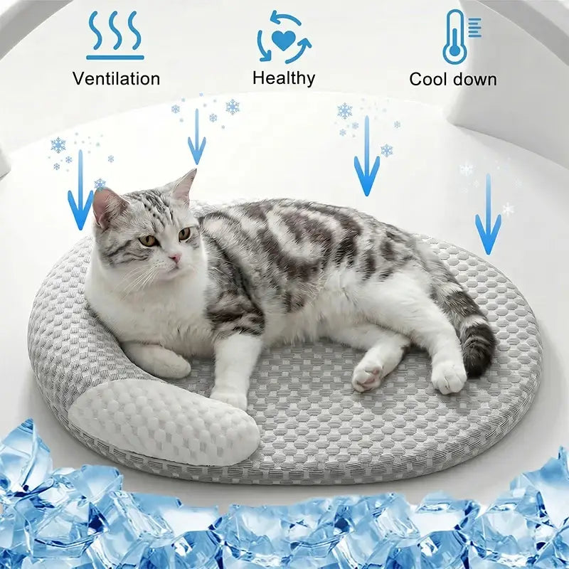 Cooling Dog Bed Summer Ice Silk Cat Mat Oval Pet Nest Breathable Heat Dissipation Cooling Pad for Small Medium Large