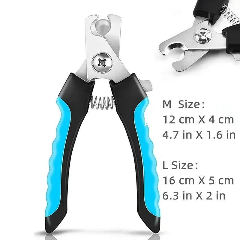 Coupe-ongles professionnel en acier inoxydable avec garde de sécurité - Bleu TAILLE L - Coupe ongle pour animaux