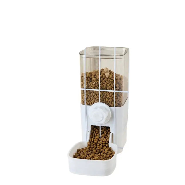 Distributeur Automatique d’Eau et de Nourriture pour Chiens et Chats - Nourrisseur Blanc - Mangeoire pour animaux