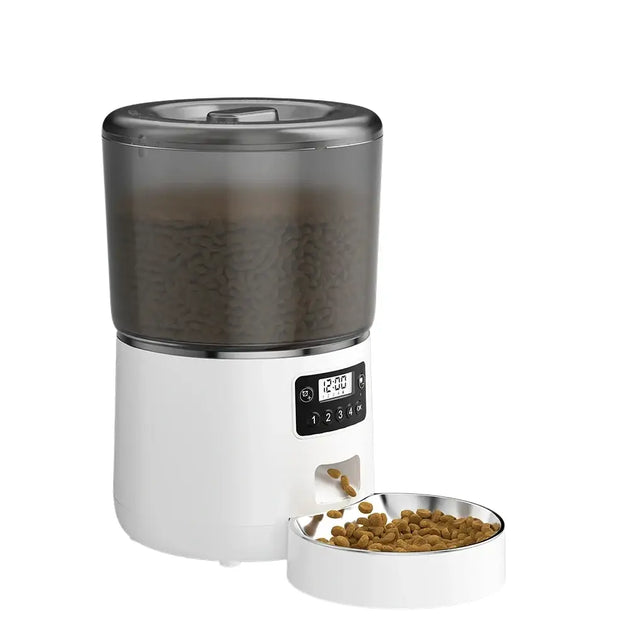 Distributeur automatique pour chats à bol en acier inoxydable - Blanc / Allemagne - Distributeur automatique
