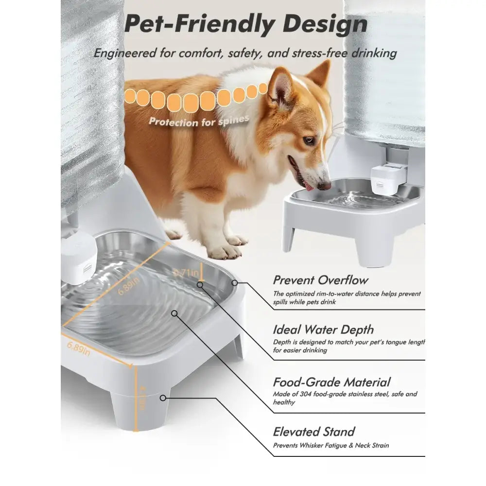 Distributeur grande capacité 8l en acier inoxydable - Bol à eau 8 Litre - Mangeoire pour animaux de compagnie