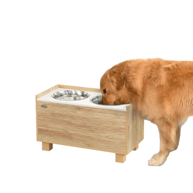 Distributeur surélevé pour chien en bois - Chène / 60X30X35.5 cm / Espagne - Mangeoire pour chien