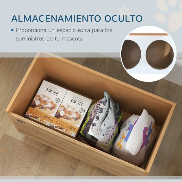 Distributeur surélevé pour chien en bois - Chène / 60X30X35.5 cm / Espagne - Mangeoire pour chien