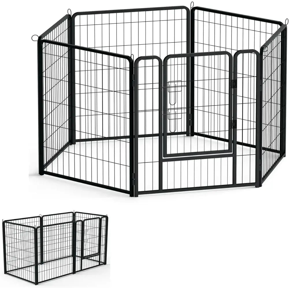 Enclos dressage chien pliable métal avec porte – Noir - Parc pour chien
