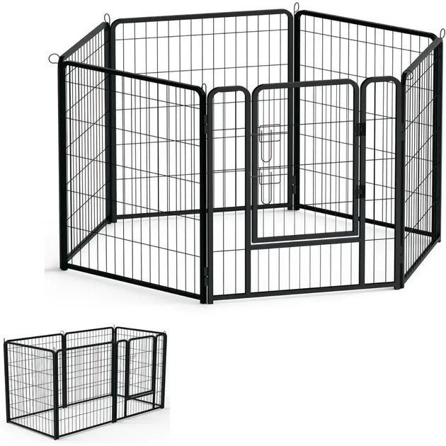 Enclos dressage chien pliable métal avec porte – Noir - Parc pour chien