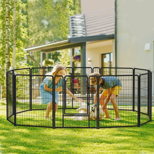Enclos dressage chien pliable métal avec porte – Noir - Parc pour chien