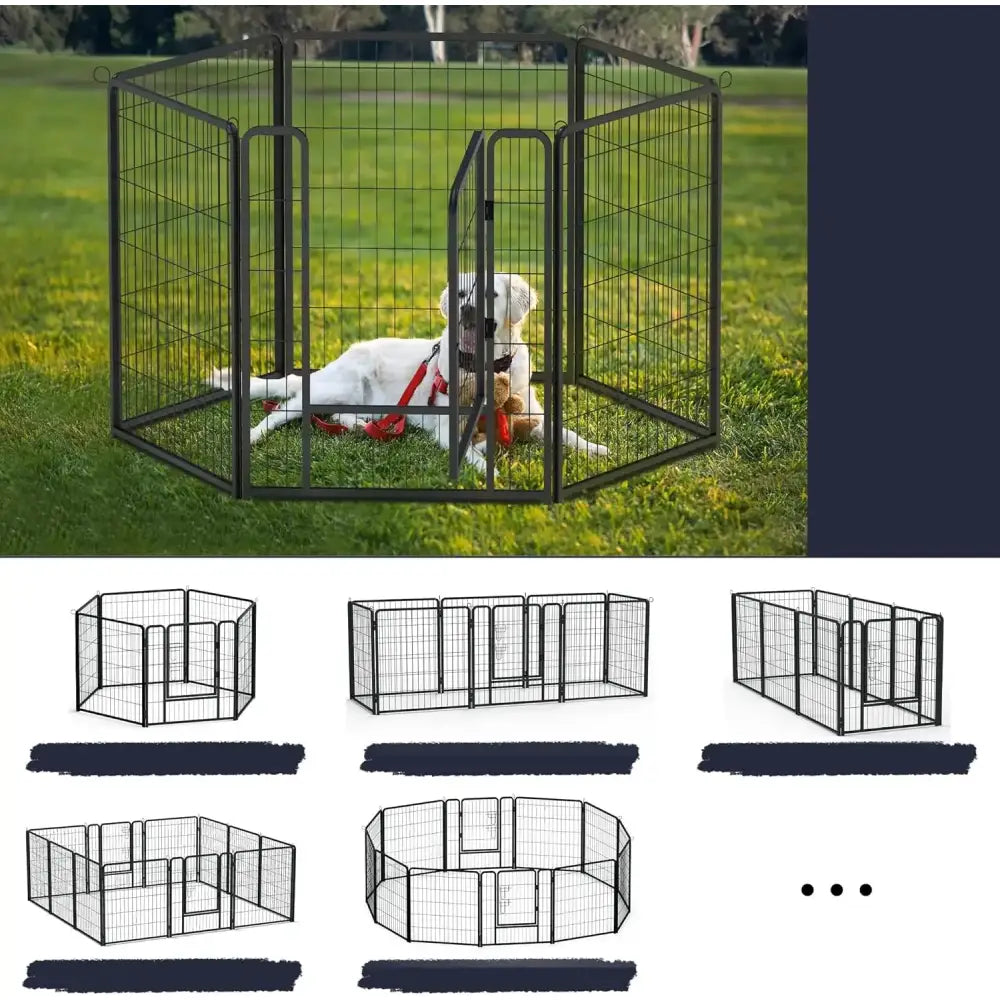 Enclos dressage chien pliable métal avec porte – Noir - Parc pour chien
