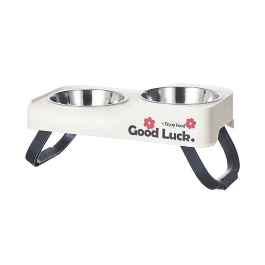 Gamelle pour chien double en inox surélevée - Blanc - Bol surélevé pour mangeoire pour chien