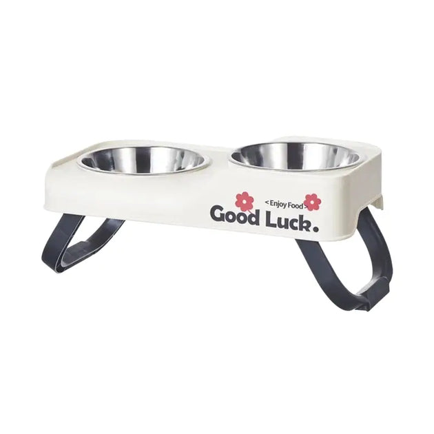 Gamelle pour chien double en inox surélevée - Blanc - Bol surélevé pour mangeoire pour chien