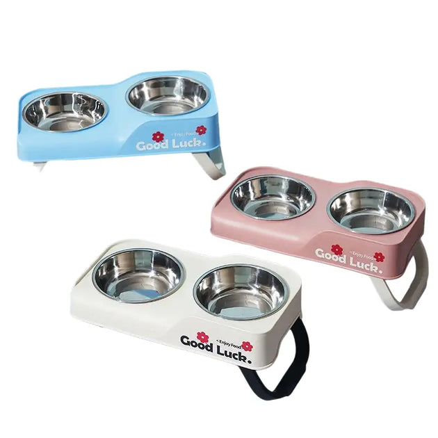 Gamelle pour chien double en inox surélevée - Bol surélevé pour mangeoire pour chien