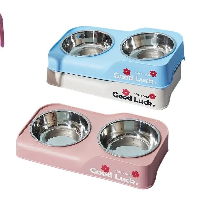 Gamelle pour chien double en inox surélevée - Bol surélevé pour mangeoire pour chien