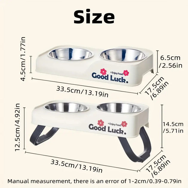 Gamelle pour chien double en inox surélevée - Bol surélevé pour mangeoire pour chien