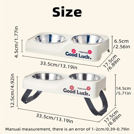 Gamelle pour chien double en inox surélevée - Bol surélevé pour mangeoire pour chien