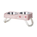 Gamelle pour chien double en inox surélevée - Rose - Bol surélevé pour mangeoire pour chien
