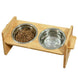 Gamelles pour petits chiens en acier inoxydable et bambou - Argent / Allemagne - Mangeoire pour chien