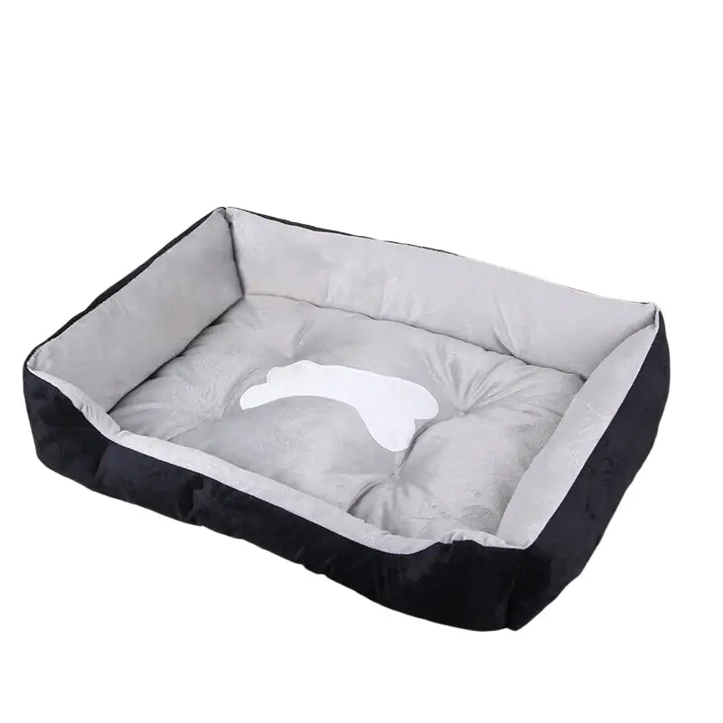 Grand lit douillet pour chien et chat gris - Gris Noir / L-80x60cm - Canapé pour chien