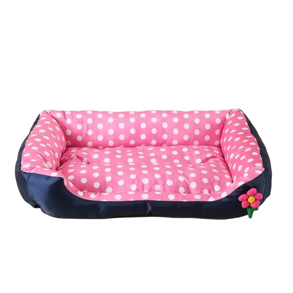 Grand lit douillet pour chien et chat gris - Point Rose / L-80x60cm - Canapé pour chien