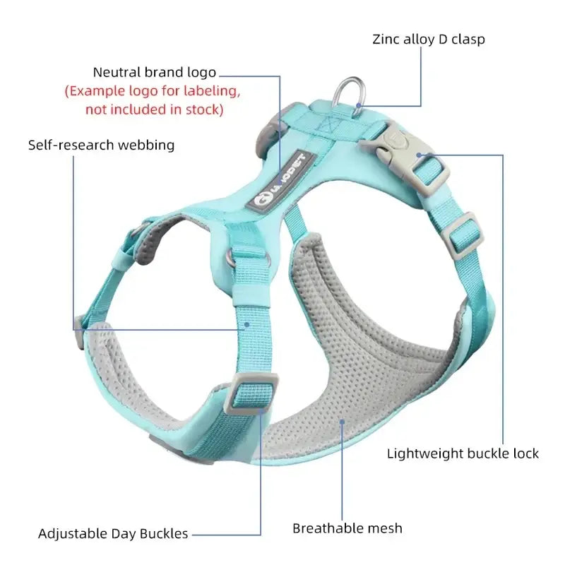 Harnais pour chien respirant anti traction réfléchissant - Harnais pour chien