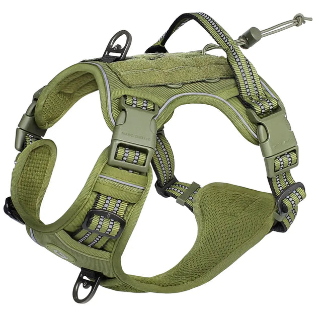 Harnais tactique pour chien olive MOLLE et réfléchissant - Vert Armée / L - Harnais pour chien