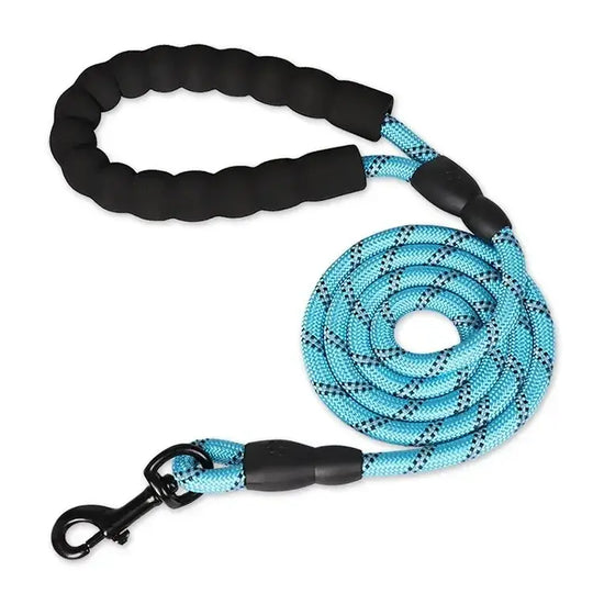 Laisse chien tressée bleue – Poignée en mousse ergonomique - Bleu ciel / 1.2cm 3M - Laisse pour chien
