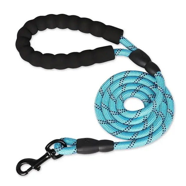 Laisse chien tressée bleue – Poignée en mousse ergonomique - Bleu ciel / 1.2cm 3M - Laisse pour chien
