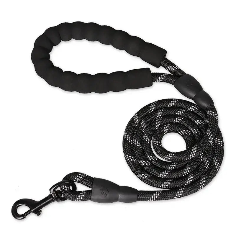 Laisse chien tressée bleue – Poignée en mousse ergonomique - Noir / 1.2cm 2M - Laisse pour chien