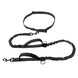 Laisse de course élastique pour chien avec ceinture - Noir - Laisse de course réfléchissante
