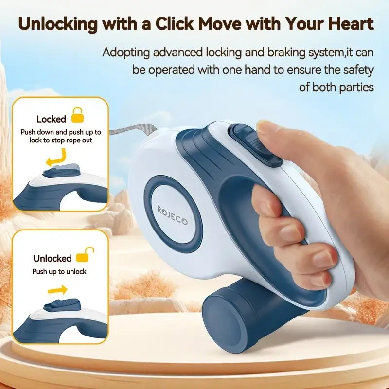 Laisse rétractable automatique Rojeco pour petits chiens et chats - Laisse pour chien